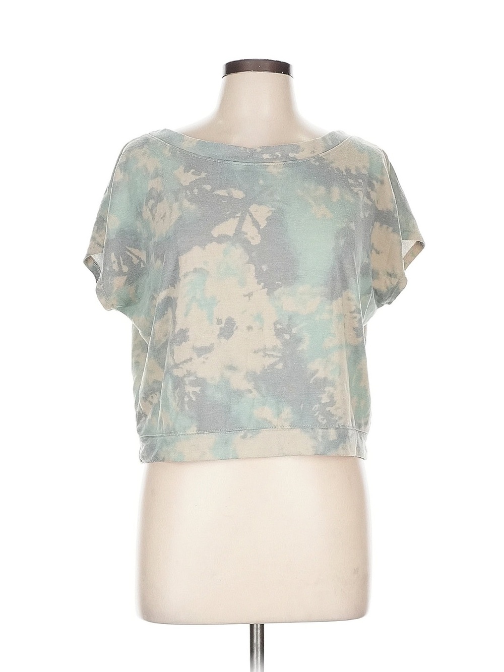 Cropped Tie-Dye Boxy Top in Sage and Cream